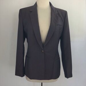 Tahari Danièle O by Tahari vintage camel/charcoal pinstripe blazer. Medium